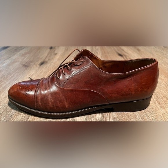 Vintage Salvatore Ferragamo Men’s Leather Oxford Dress Shoes Brown Size 8 main image 5